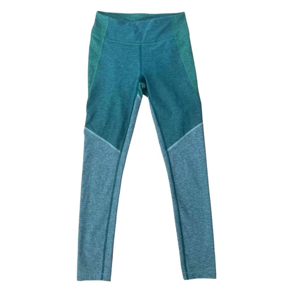 Outdoor Voices Leggings - 7/8 Tri-Tone Warmup Leggings Blue Green